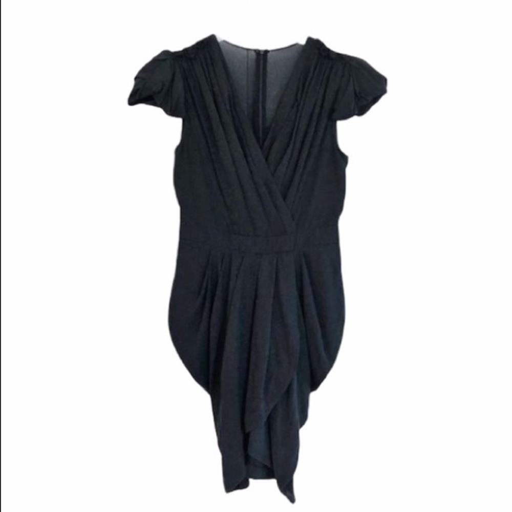 McGinn Pleated Drape Silk Dress Black Size 2